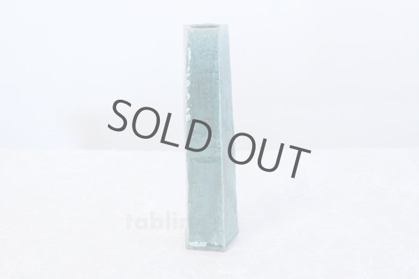 Photo4: Tokoname yaki ware turquoise blue glaze Japanese vase H24 (4)