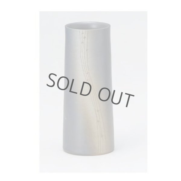 Photo2: Tokoname yaki ware Shizuku line Japanese vase H210mm (2)