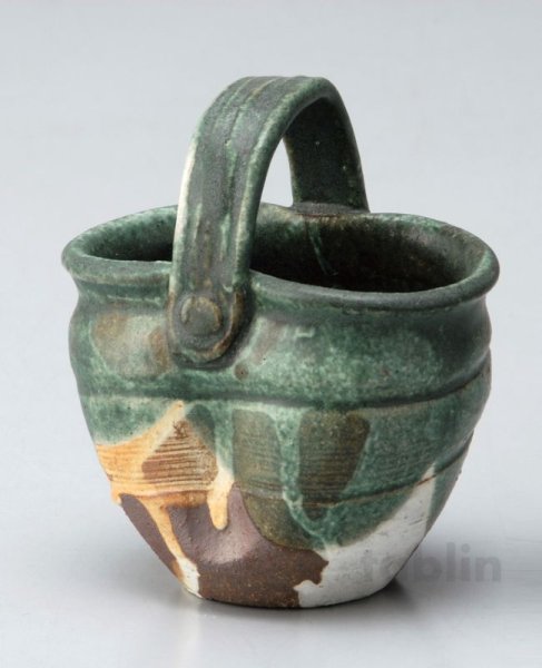 Photo1: Shigaraki pottery Japanese small vase hanakago H 110mm (1)