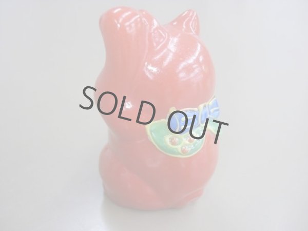 Photo4: Japanese Lucky Cat Kutani yaki ware Porcelain Maneki Neko Red 2 (4)