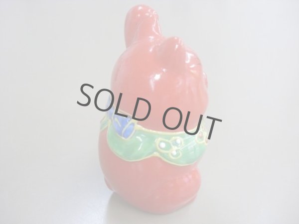Photo3: Japanese Lucky Cat Kutani yaki ware Porcelain Maneki Neko Red 2 (3)