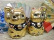 Photo2: Japanese Lucky Cat Kutani yaki ware Porcelain Maneki Neko Kinsai (set of 2) (2)