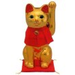 Photo12: Japanese Lucky Cat Tokoname ware YT Porcelain Maneki Neko slim gold H25cm (12)