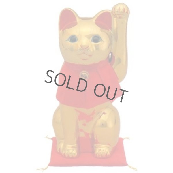 Photo12: Japanese Lucky Cat Tokoname ware YT Porcelain Maneki Neko slim gold H25cm (12)