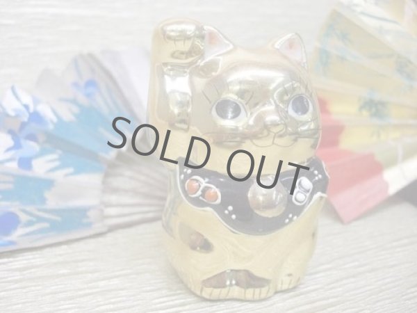 Photo4: Japanese Lucky Cat Kutani yaki ware Porcelain Maneki Neko Kinsai (set of 2) (4)