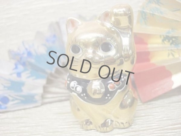 Photo3: Japanese Lucky Cat Kutani yaki ware Porcelain Maneki Neko Kinsai (set of 2) (3)