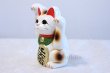 Photo3: Japanese Lucky Cat Tokoname ware YT Porcelain Maneki Neko both hand white H16cm (3)