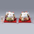 Photo2: Japanese Lucky Cat Kutani Porcelain Maneki Neko fu mori pair H11.5cm (2)