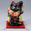 Photo2: Japanese Lucky Cat Kutani Porcelain Maneki Neko black mori H19.5cm (2)