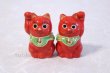 Photo3: Japanese Lucky Cat Kutani yaki ware Porcelain Maneki Neko Red 2 go pair (3)
