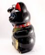 Photo2: Japanese Lucky Cat Tokoname ware YT Porcelain Maneki Neko black right H25cm (2)