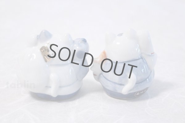 Photo4: Japanese Lucky Cat Tokoname yaki ware Porcelain Maneki Neko Fukunokami 2.4inch (4)