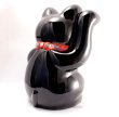 Photo3: Japanese Lucky Cat Tokoname ware YT Porcelain Maneki Neko black right H25cm (3)