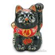 Photo1: Japanese Lucky Cat Kutani yaki ware Porcelain Maneki Neko black mori nigohan (1)