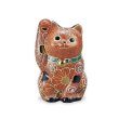 Photo1: Japanese Lucky Cat Kutani yaki ware Porcelain Maneki Neko mori H 9.7cm (1)