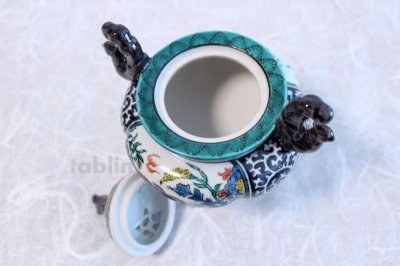 Photo1: Kutani Porcelain Japanese incense burner Waritori Karakusa M3 H15cm