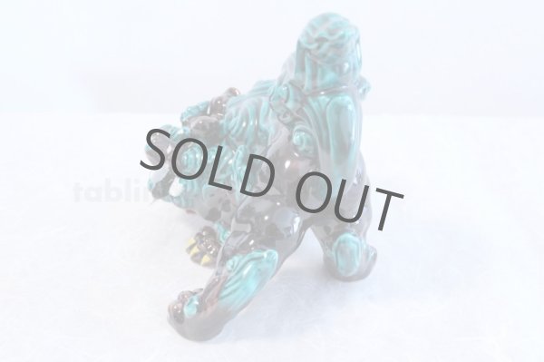Photo2: Japanese Leo Shishi Dragon Lion dog Kutani Porcelain arrow kochi green H23cm (2)