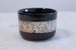 Photo1: Tokoname ware Japanese matcha tea bowl chawan obi flower line black (1)