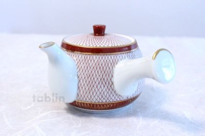 Photo3: Kutani Porcelain Japanese tea pot 500ml akaami red