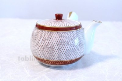 Photo2: Kutani Porcelain Japanese tea pot 500ml akaami red