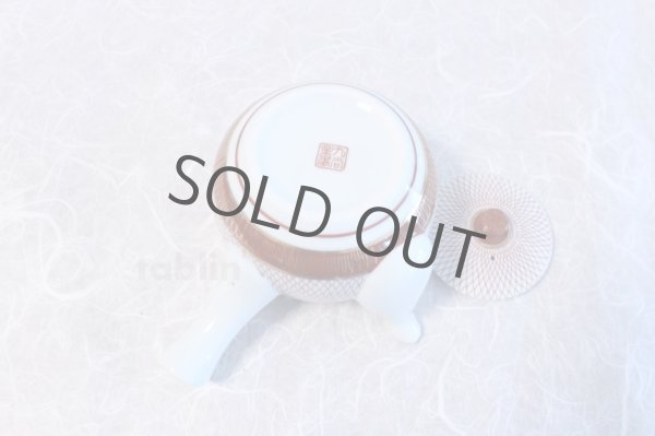 Photo5: Kutani Porcelain Japanese tea pot 500ml akaami red (5)