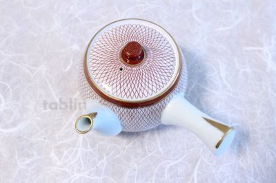Photo1: Kutani Porcelain Japanese tea pot 500ml akaami red