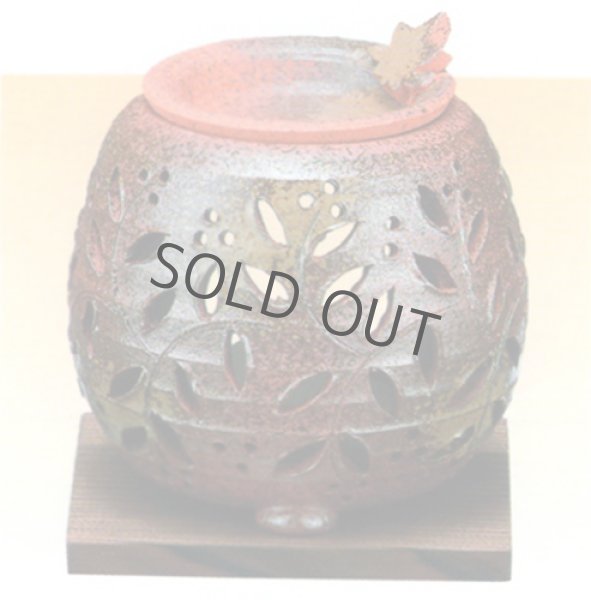 Photo1: Tokoname YT Japanese green tea aroma Incense Burner Sekiryu tade flower br H11cm (1)