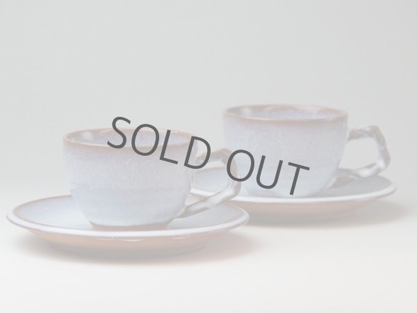 Photo2: Hagi ware Japanese pottery mug coffee cup sho hakuyu & saucer 210ml set of 2 (2)