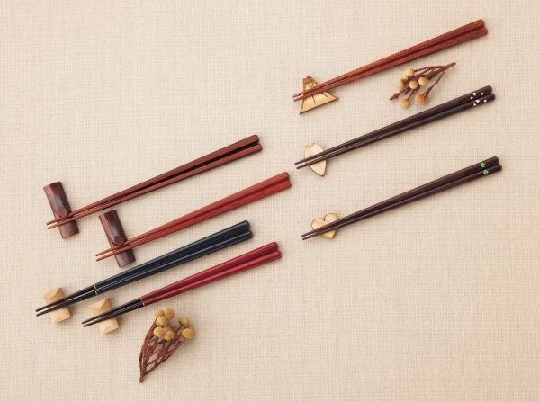 Photo3: Hexagonal Conjugal Japanese lacquer chopsticks & rest Gift set (3)