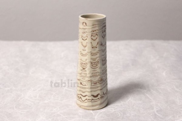 Photo3: Kyo yaki ware High Quality Japanese vase nerikomi single-flower H15cm (3)