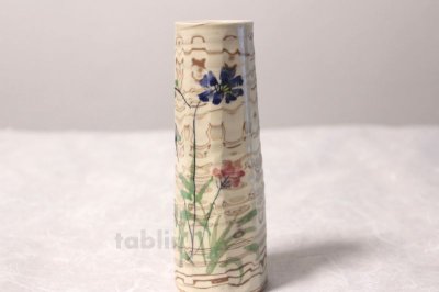 Photo2: Kyo yaki ware High Quality Japanese vase nerikomi single-flower H15cm