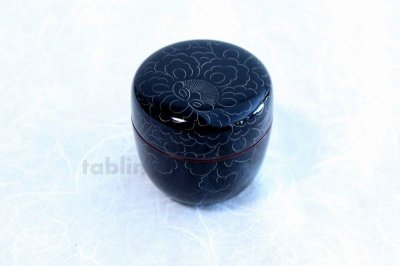 Photo2: Tea Caddy Japanese Natsume Echizen Urushi lacquer Matcha container peony pattern