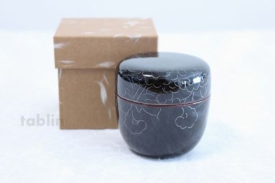 Photo3: Tea Caddy Japanese Natsume Echizen Urushi lacquer Matcha container peony pattern