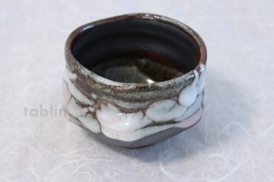 Photo3: Mino ware Japanese matcha tea bowl toku sansai shino made by Marusho kiln