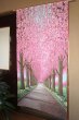 Photo1: Noren CSMO Japanese door curtain Sakura Allee pink 85 x 170cm (1)