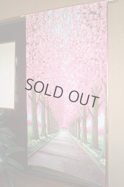 Photo1: Noren CSMO Japanese door curtain Sakura Allee pink 85 x 170cm (1)