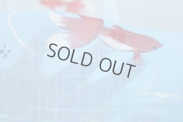 Photo5: Kyoto Noren MS Japanese door curtain Tsurukusa and Goldfishes green 84 x 148cm (5)