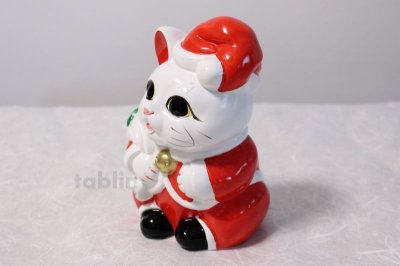 Photo2: Japanese Lucky Cat Tokoname ware YT Porcelain Maneki Neko Santa Claus H19cm