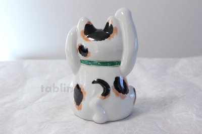 Photo1: Japanese Lucky Cat Kutani Porcelain Maneki Neko mike ryote H18cm