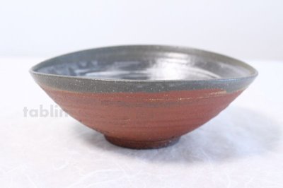 Photo2: Shigaraki pottery Japanese soup noodle serving bowl akane tawami D200mm