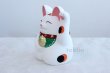 Photo2: Japanese Lucky Cat Tokoname YT Porcelain Maneki Neko Mansuke left hand H21cm (2)