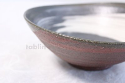 Photo3: Shigaraki pottery Japanese soup noodle serving bowl akane tawami D200mm