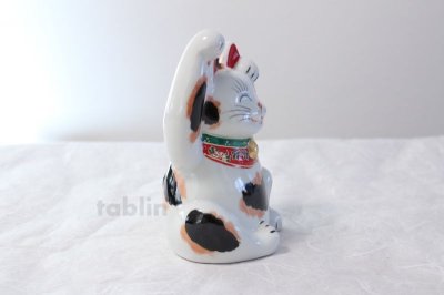 Photo2: Japanese Lucky Cat Kutani Porcelain Maneki Neko mike ryote H18cm