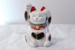 Photo1: Japanese Lucky Cat Kutani Porcelain Maneki Neko mike ryote H18cm (1)