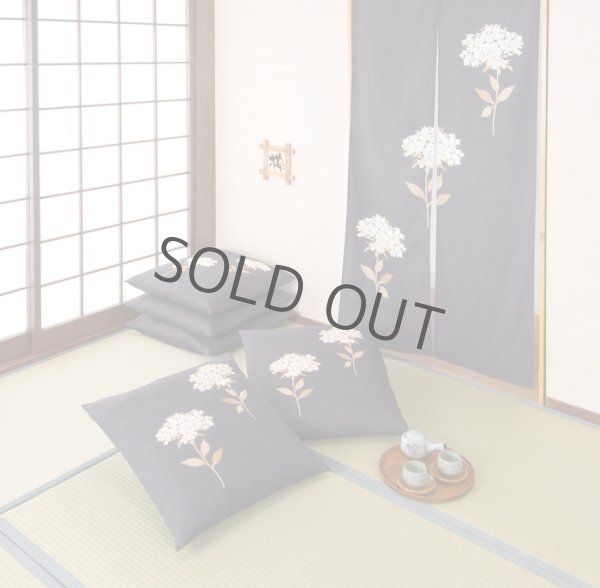 Photo2: Men-tumugi Japanese Cushion Cover TT wako flower cotton set of 5 navy-blue (2)
