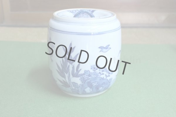 Photo1: Kiyomizu Kyoto porcelain Japanese tea ceremony water jar mizusashi Sometuke doka (1)