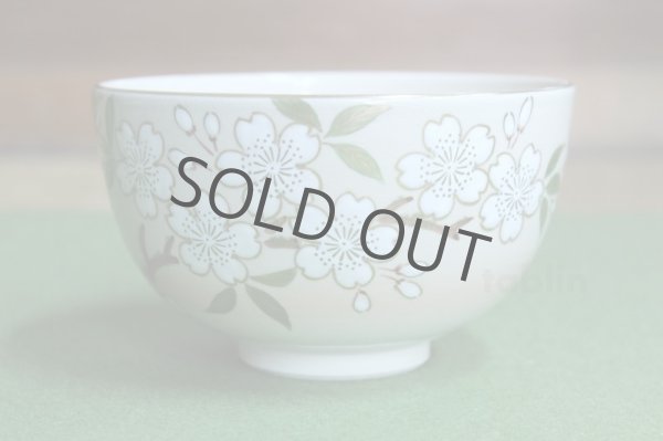 Photo1: Kiyomizu Kyoto porcelain Japanese matcha tea bowl chawan ninsei cherry blossom (1)