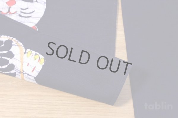 Photo4: Kyoto Noren SB Japanese batik door curtain Maneki Lucky Cat n.blue 85cm x 45cm (4)