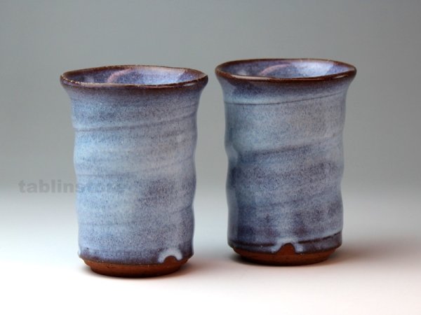 Photo1: Hagi pottery sake tumbler high sho hakuyu 350ml set of 2 (1)