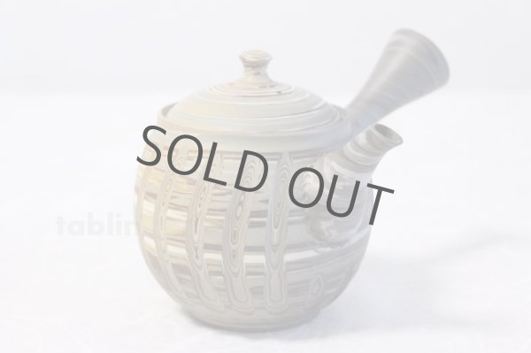 Photo2: Tokoname ware Japanese tea pot kyusu ceramic strainer YT Kenji tate naga 360ml (2)